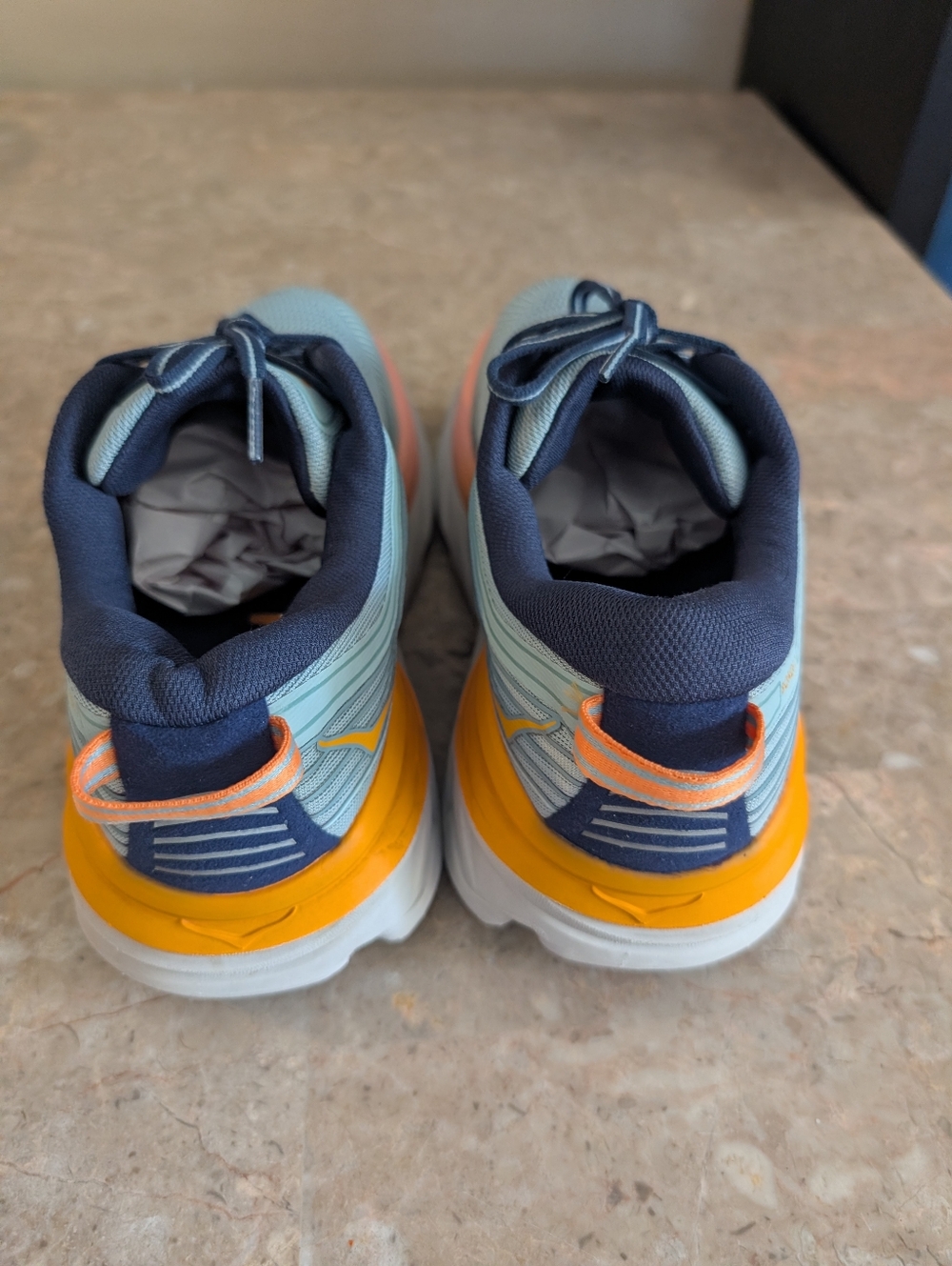 Hoka One One Bombi 7 Cushioned Running Shoes Navy/Light Blue Women's Size 8.5 - Picture 4 of 14
